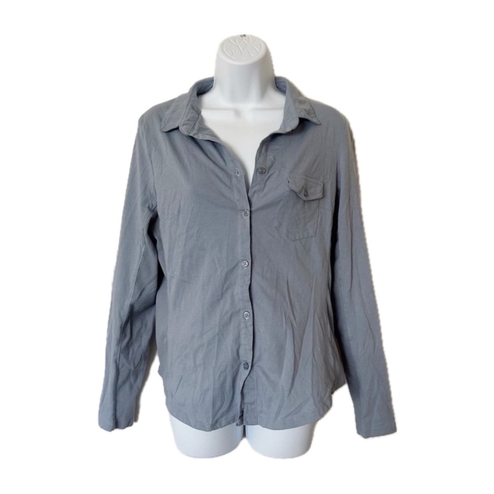 Self Esteem Women's Blue Gray Button Down Shirt